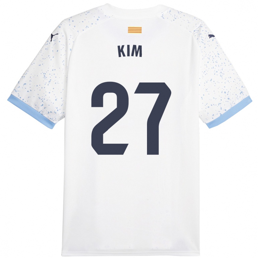 Damen Fußball Min-Su Kim #27 Weiß Auswärtstrikot Trikot 2023/24 T-Shirt Luxemburg