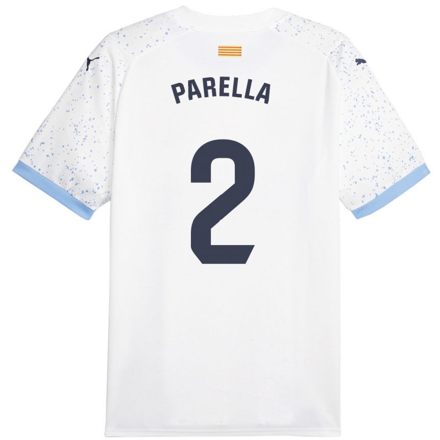 Damen Fußball Virginia Parella #2 Weiß Auswärtstrikot Trikot 2023/24 T-Shirt Luxemburg