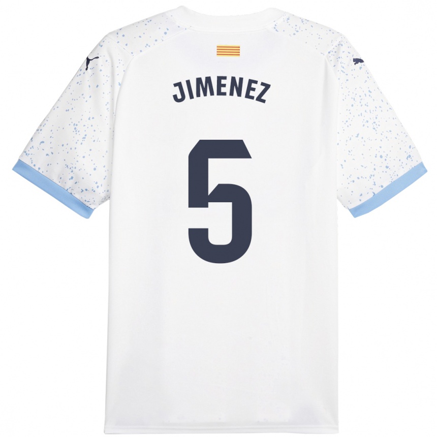 Damen Fußball Ángela Jiménez #5 Weiß Auswärtstrikot Trikot 2023/24 T-Shirt Luxemburg