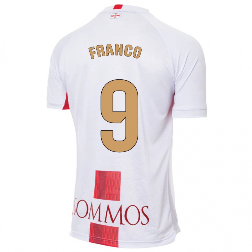 Damen Fußball Santi Franco #9 Weiß Auswärtstrikot Trikot 2023/24 T-Shirt Luxemburg