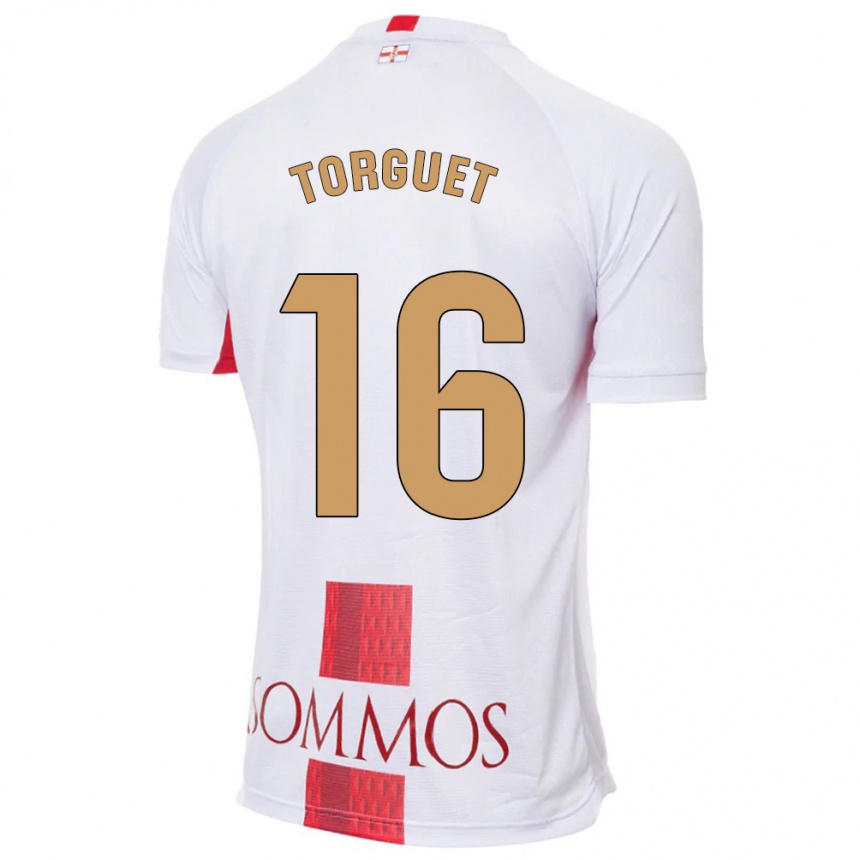 Damen Fußball Miguel Torguet #16 Weiß Auswärtstrikot Trikot 2023/24 T-Shirt Luxemburg