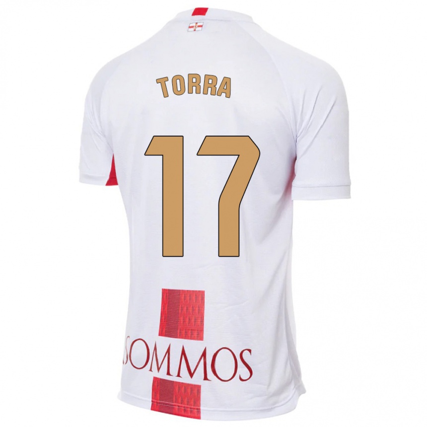 Damen Fußball Marc Torra #17 Weiß Auswärtstrikot Trikot 2023/24 T-Shirt Luxemburg