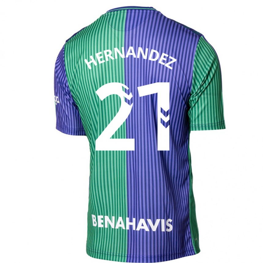 Damen Fußball Juan Hernández #21 Grün Blau Auswärtstrikot Trikot 2023/24 T-Shirt Luxemburg