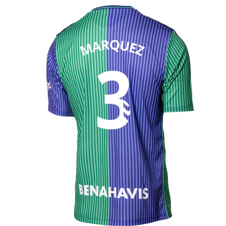 Damen Fußball David Márquez #3 Grün Blau Auswärtstrikot Trikot 2023/24 T-Shirt Luxemburg