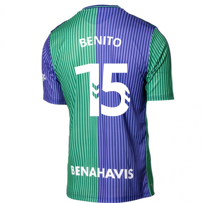 Damen Fußball Iván Benito #15 Grün Blau Auswärtstrikot Trikot 2023/24 T-Shirt Luxemburg