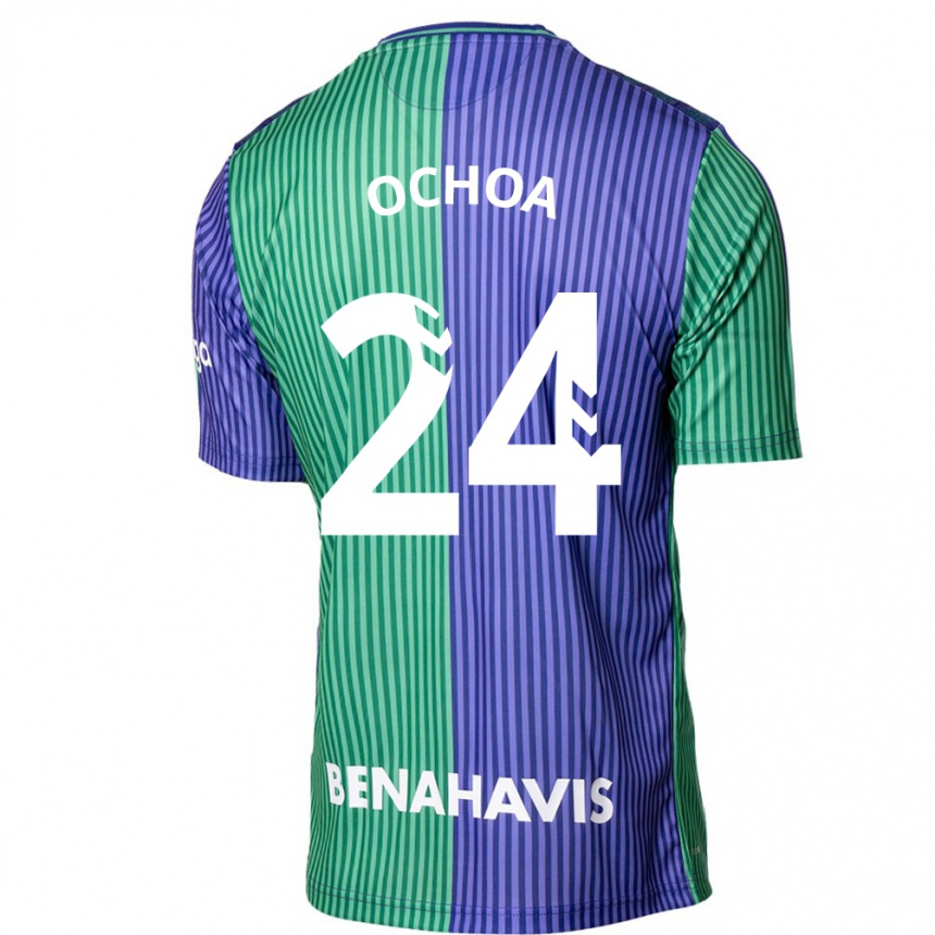 Damen Fußball Aarón Ochoa #24 Grün Blau Auswärtstrikot Trikot 2023/24 T-Shirt Luxemburg