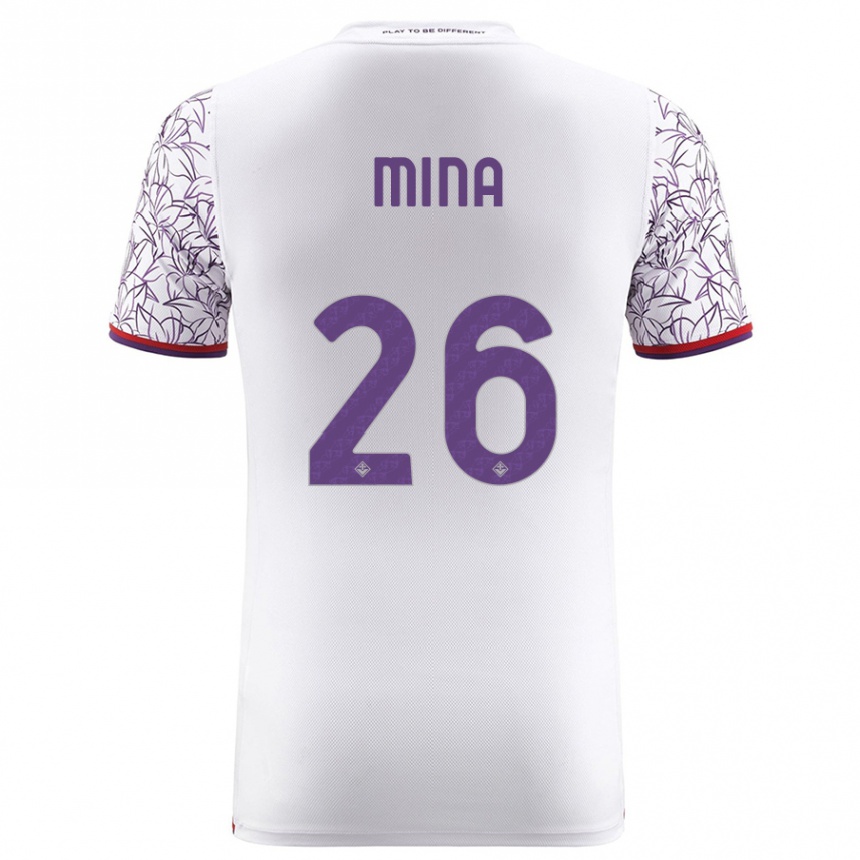 Damen Fußball Yerry Mina #26 Weiß Auswärtstrikot Trikot 2023/24 T-Shirt Luxemburg
