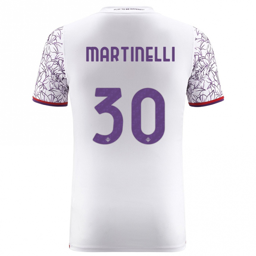 Damen Fußball Tommaso Martinelli #30 Weiß Auswärtstrikot Trikot 2023/24 T-Shirt Luxemburg