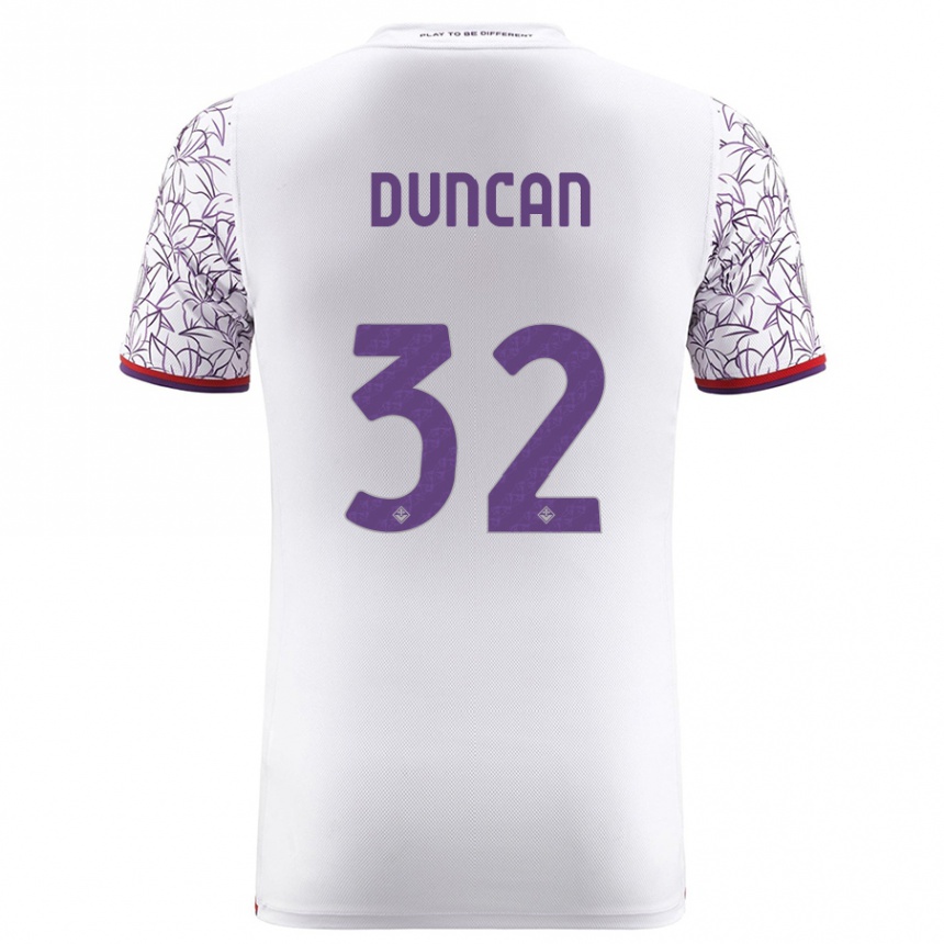 Damen Fußball Alfred Duncan #32 Weiß Auswärtstrikot Trikot 2023/24 T-Shirt Luxemburg