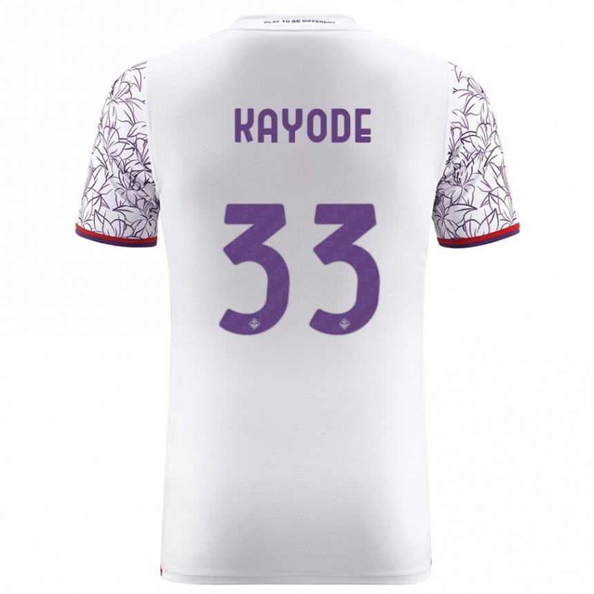 Damen Fußball Michael Kayode #33 Weiß Auswärtstrikot Trikot 2023/24 T-Shirt Luxemburg