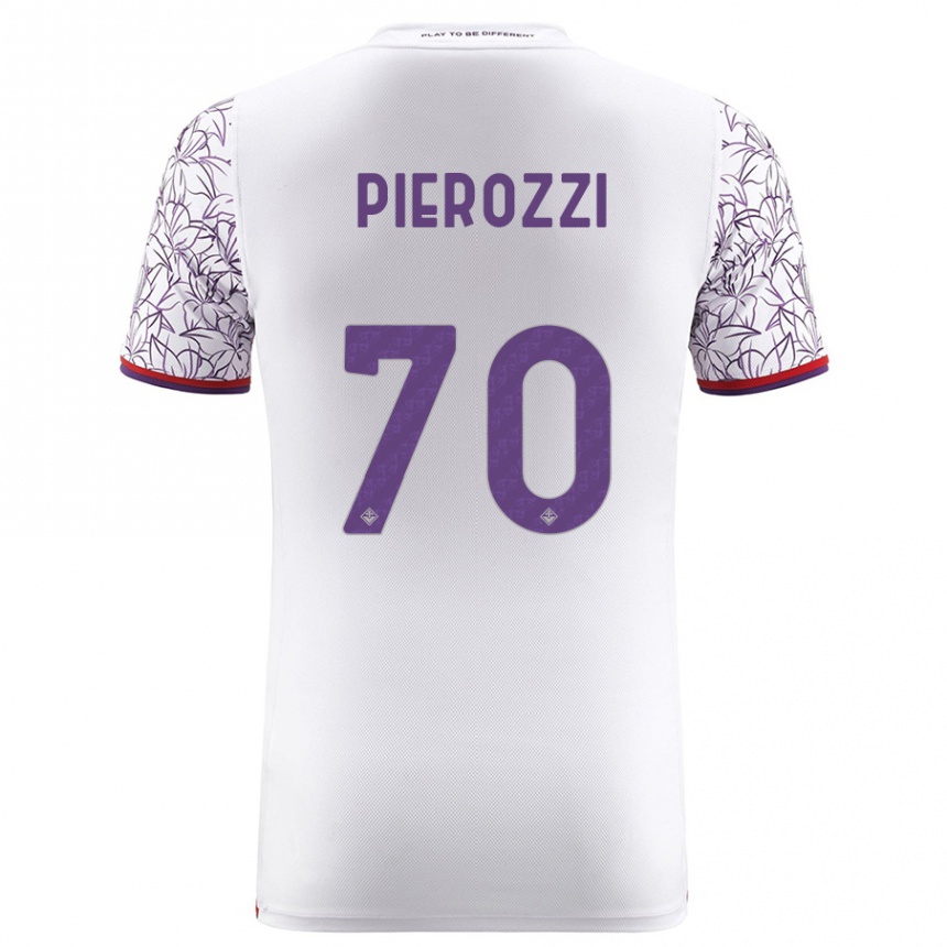 Damen Fußball Niccolò Pierozzi #70 Weiß Auswärtstrikot Trikot 2023/24 T-Shirt Luxemburg