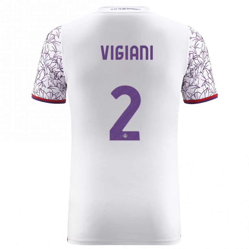 Damen Fußball Lorenzo Vigiani #2 Weiß Auswärtstrikot Trikot 2023/24 T-Shirt Luxemburg