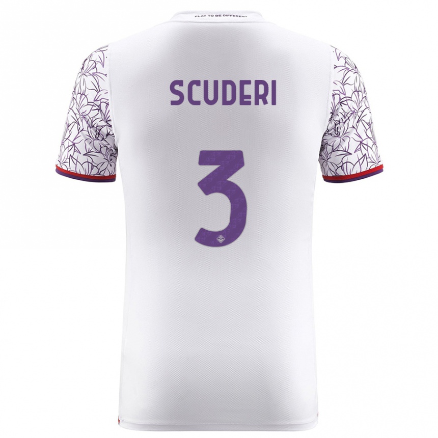 Damen Fußball Giulio Scuderi #3 Weiß Auswärtstrikot Trikot 2023/24 T-Shirt Luxemburg
