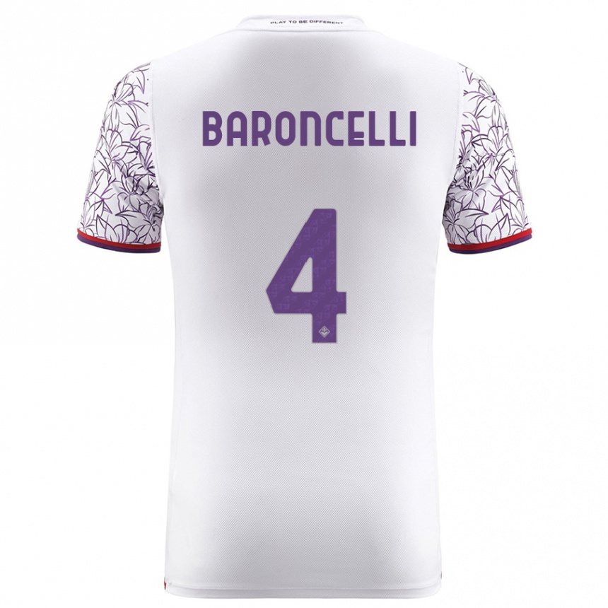 Damen Fußball Leonardo Baroncelli #4 Weiß Auswärtstrikot Trikot 2023/24 T-Shirt Luxemburg