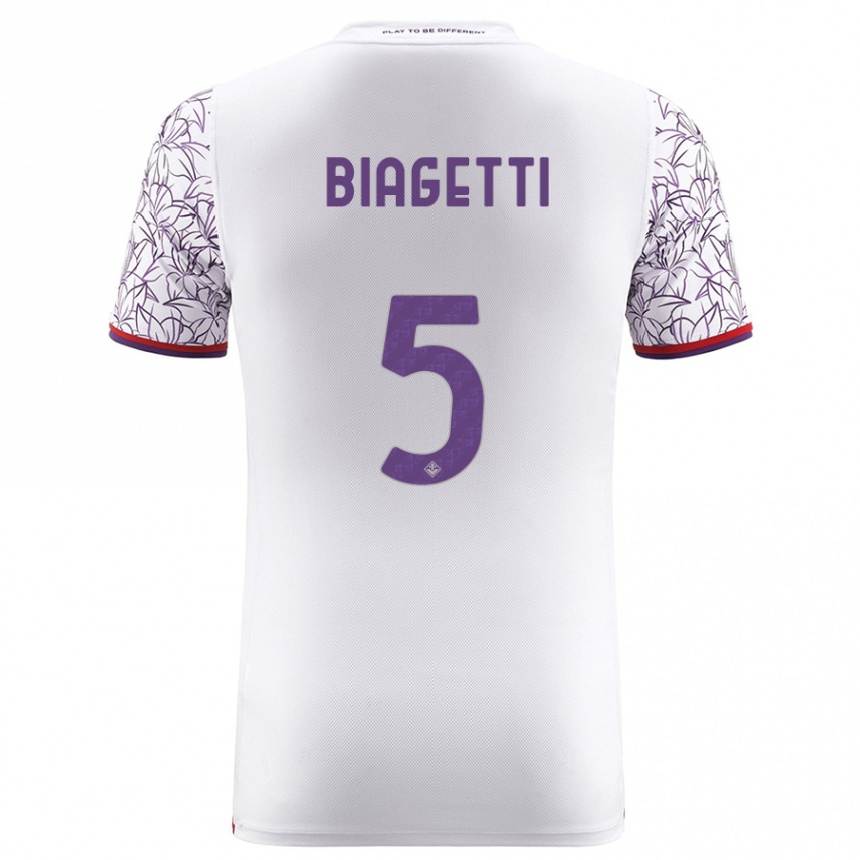 Damen Fußball Christian Biagetti #5 Weiß Auswärtstrikot Trikot 2023/24 T-Shirt Luxemburg