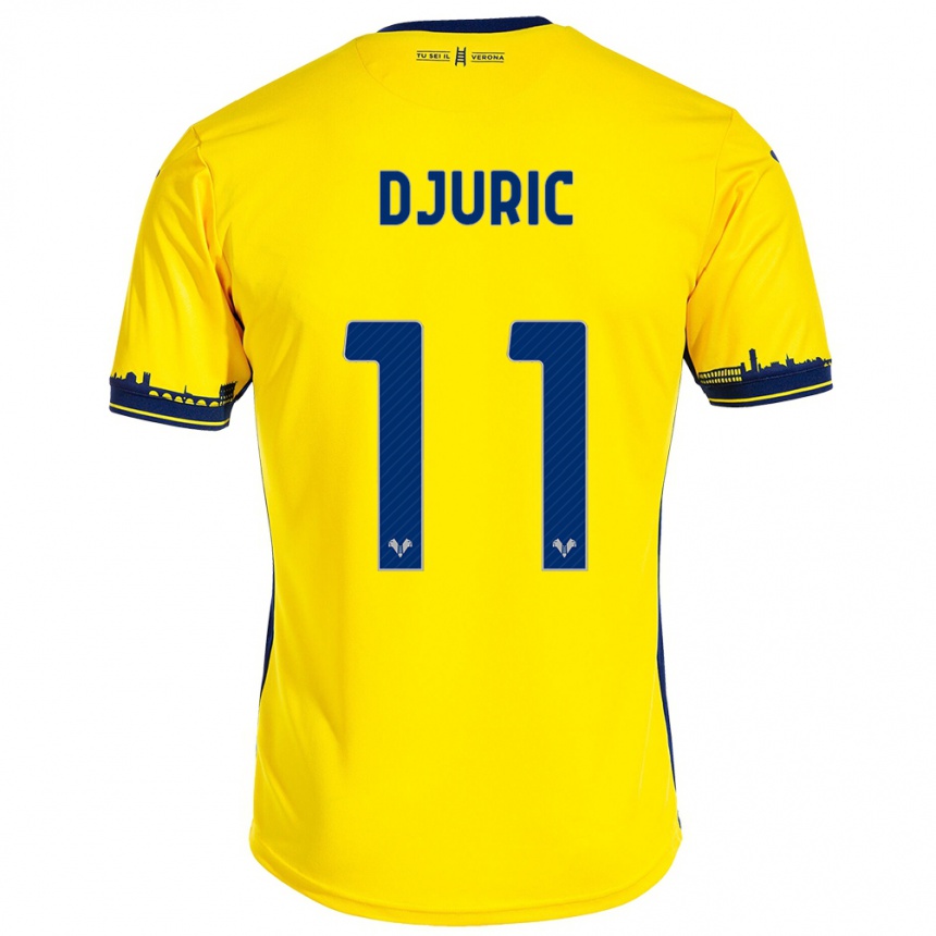 Damen Fußball Milan Djuric #11 Gelb Auswärtstrikot Trikot 2023/24 T-Shirt Luxemburg