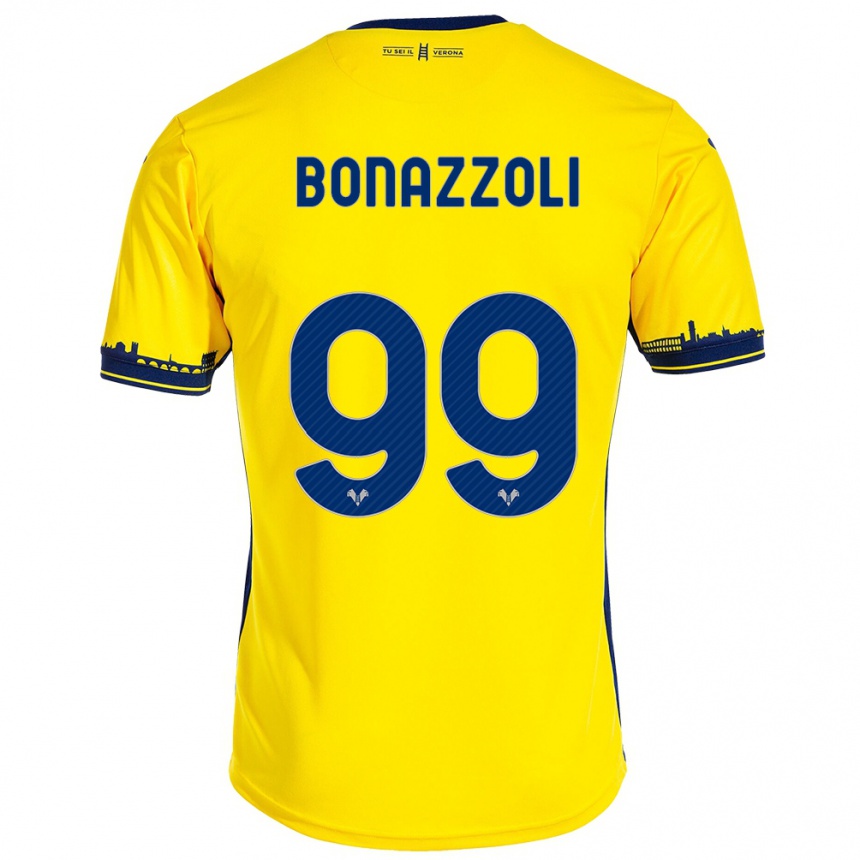 Damen Fußball Federico Bonazzoli #99 Gelb Auswärtstrikot Trikot 2023/24 T-Shirt Luxemburg