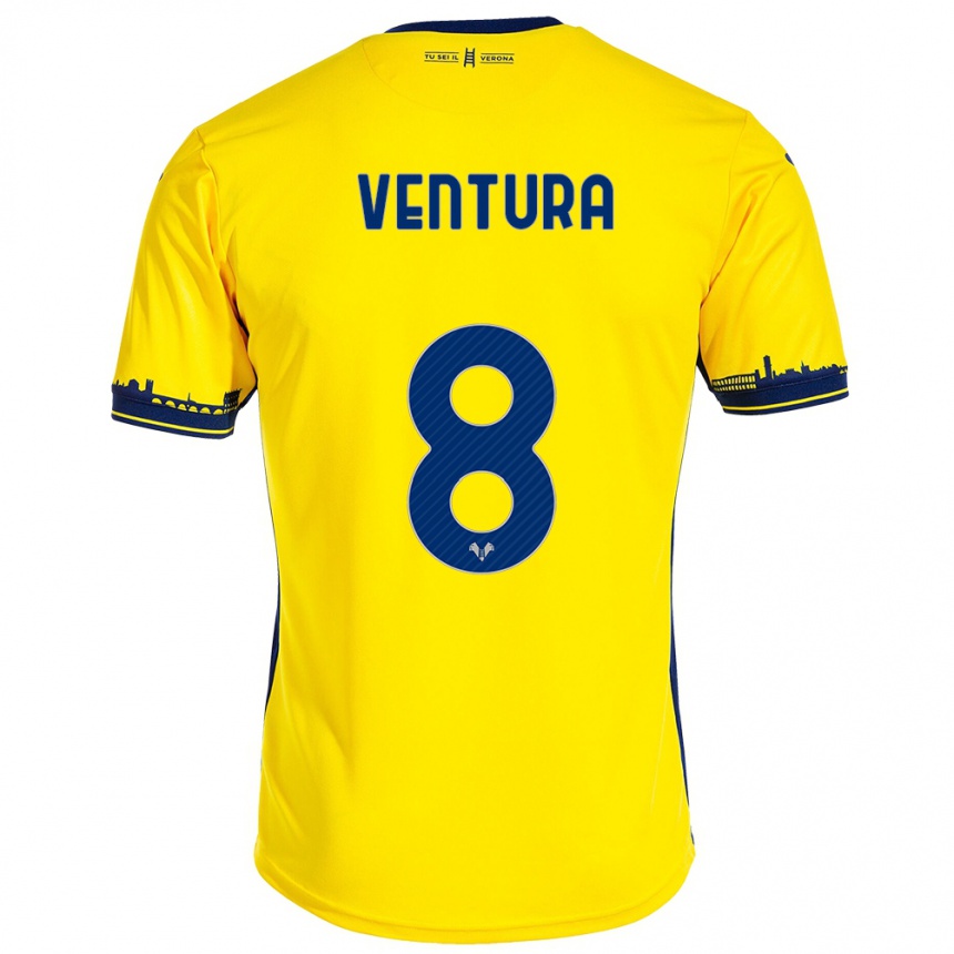 Damen Fußball Ciro Ventura #8 Gelb Auswärtstrikot Trikot 2023/24 T-Shirt Luxemburg