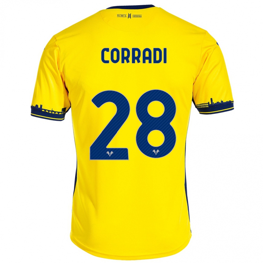 Damen Fußball Christian Corradi #28 Gelb Auswärtstrikot Trikot 2023/24 T-Shirt Luxemburg