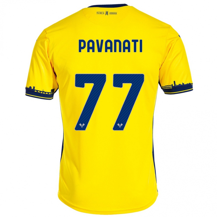 Damen Fußball Alessandro Pavanati #77 Gelb Auswärtstrikot Trikot 2023/24 T-Shirt Luxemburg