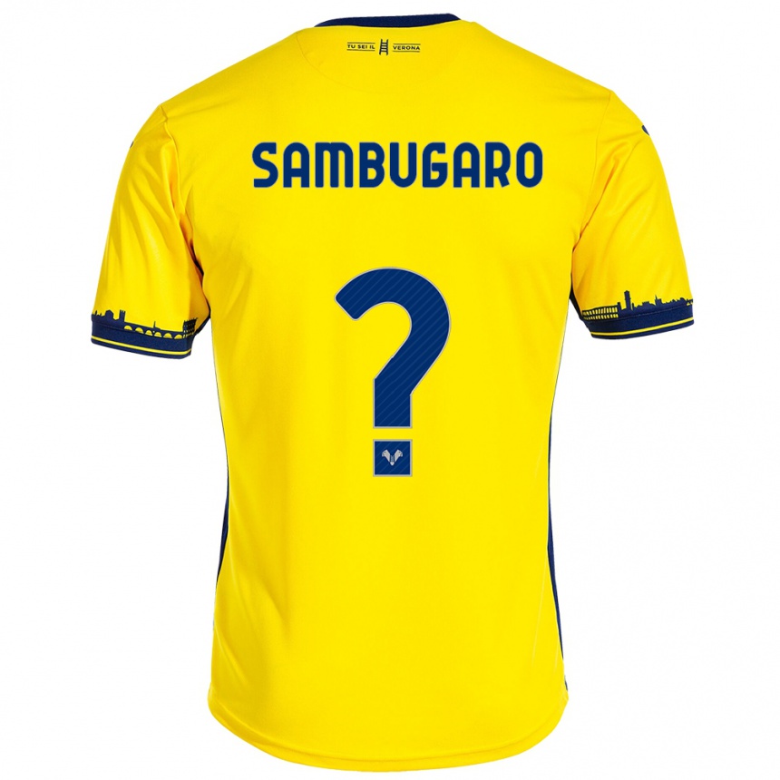 Damen Fußball Mattia Sambugaro #0 Gelb Auswärtstrikot Trikot 2023/24 T-Shirt Luxemburg