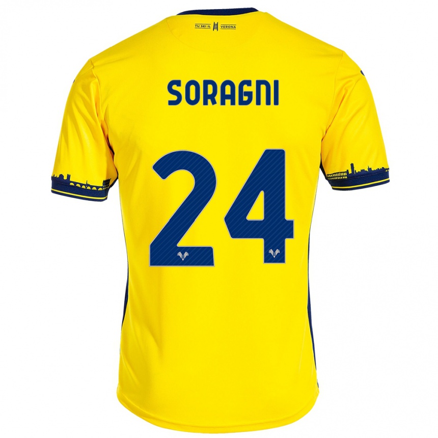 Damen Fußball Alberto Soragni #24 Gelb Auswärtstrikot Trikot 2023/24 T-Shirt Luxemburg