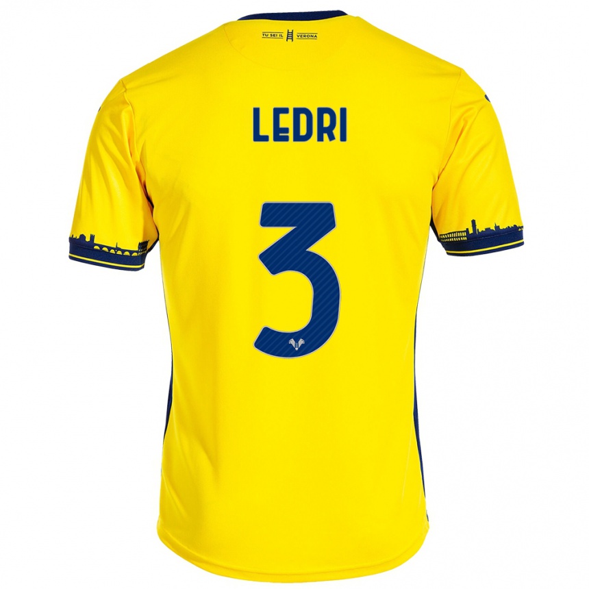 Damen Fußball Michela Ledri #3 Gelb Auswärtstrikot Trikot 2023/24 T-Shirt Luxemburg