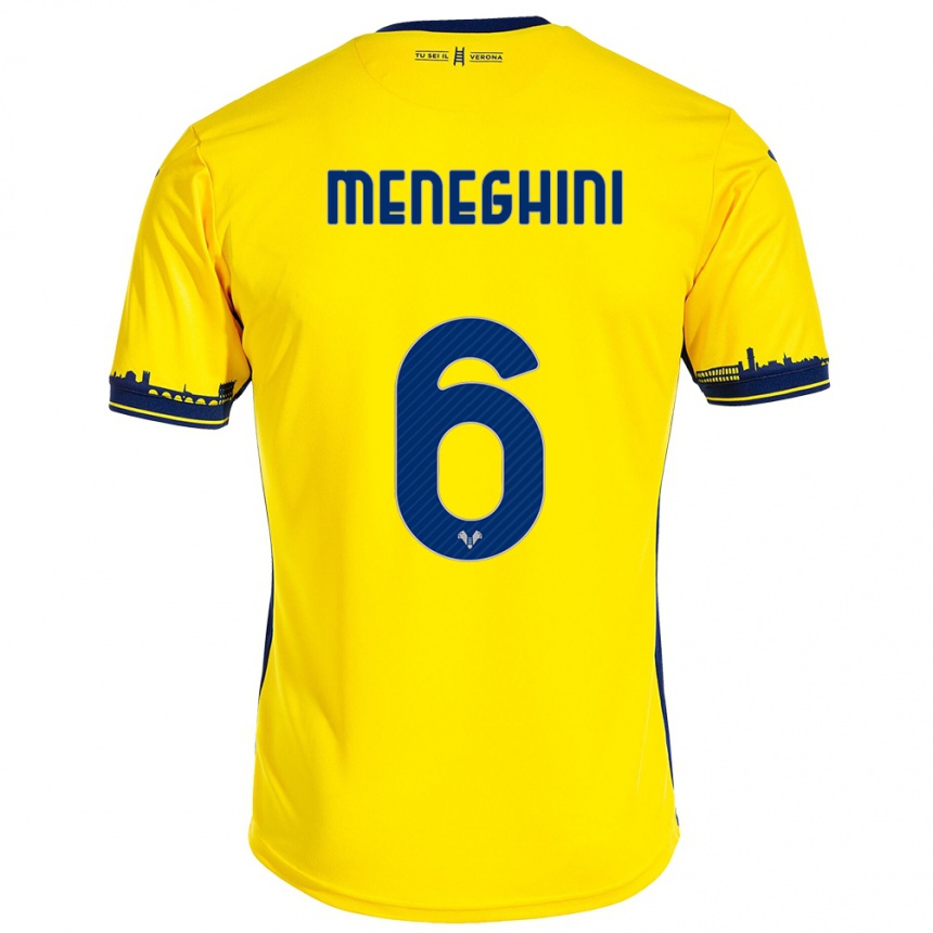 Damen Fußball Sofia Meneghini #6 Gelb Auswärtstrikot Trikot 2023/24 T-Shirt Luxemburg