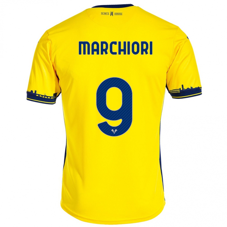 Damen Fußball Giorgia Marchiori #9 Gelb Auswärtstrikot Trikot 2023/24 T-Shirt Luxemburg