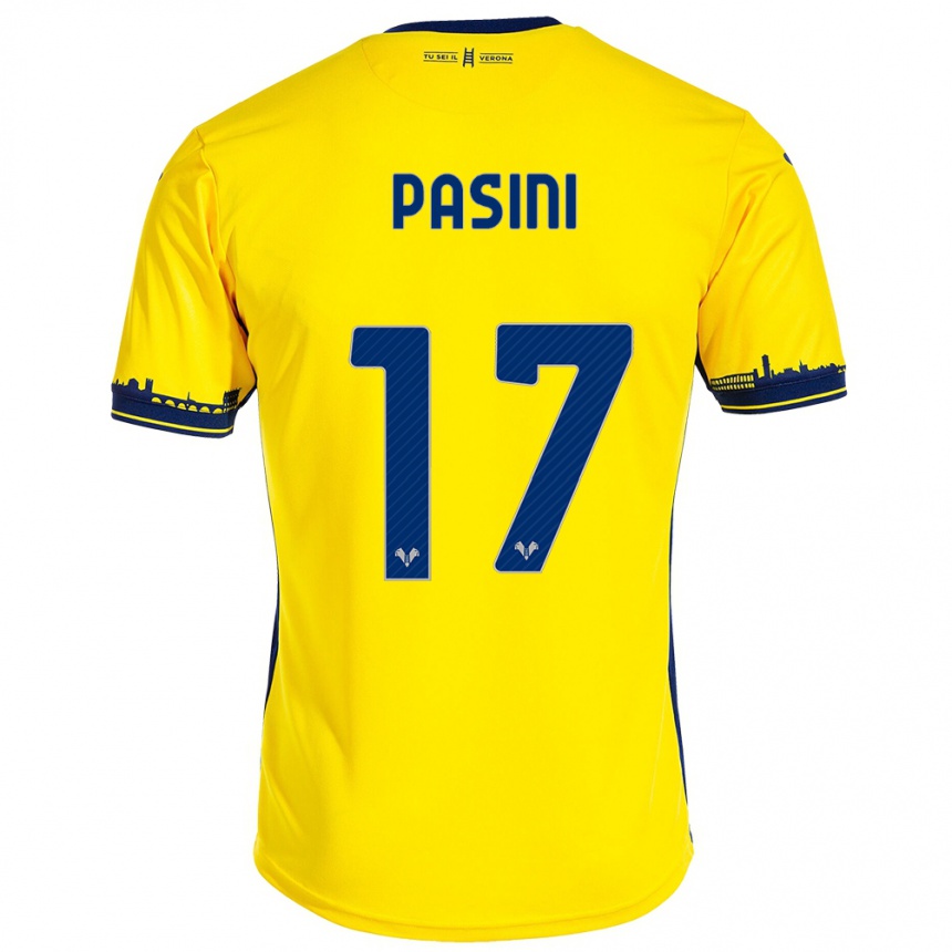 Damen Fußball Veronica Pasini #17 Gelb Auswärtstrikot Trikot 2023/24 T-Shirt Luxemburg