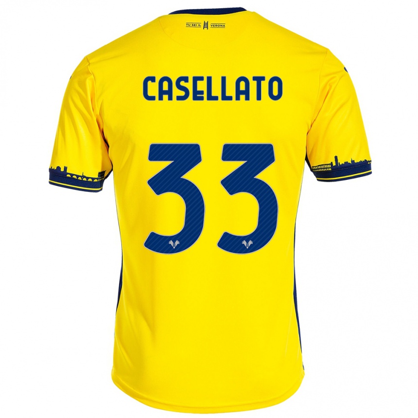 Damen Fußball Elisa Casellato #33 Gelb Auswärtstrikot Trikot 2023/24 T-Shirt Luxemburg