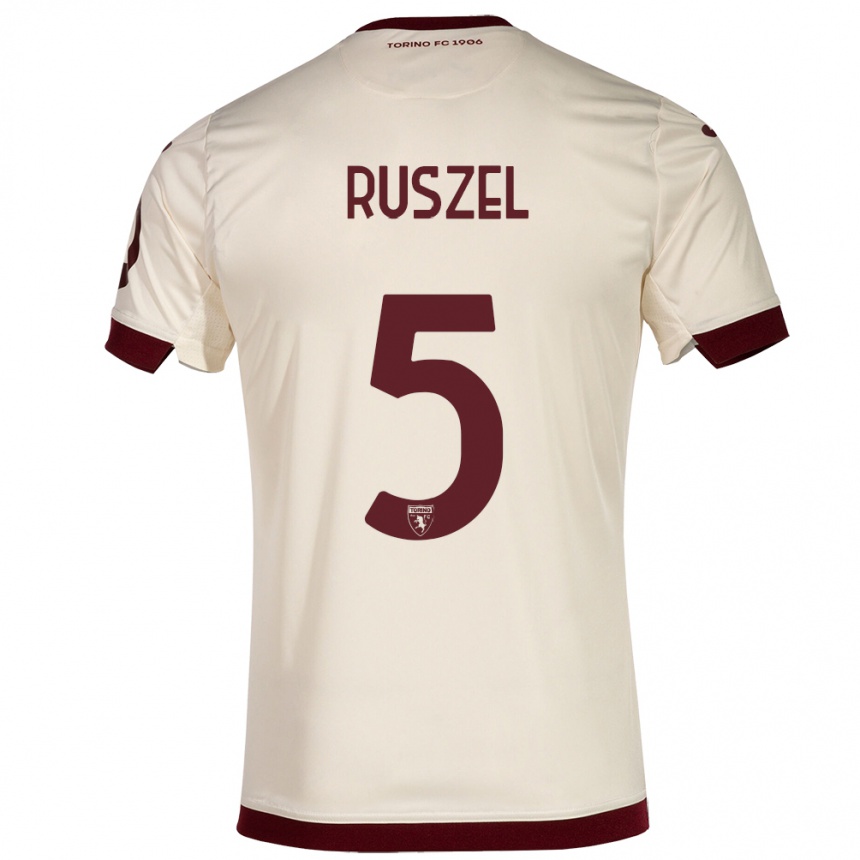 Damen Fußball Marcel Ruszel #5 Sekt Auswärtstrikot Trikot 2023/24 T-Shirt Luxemburg