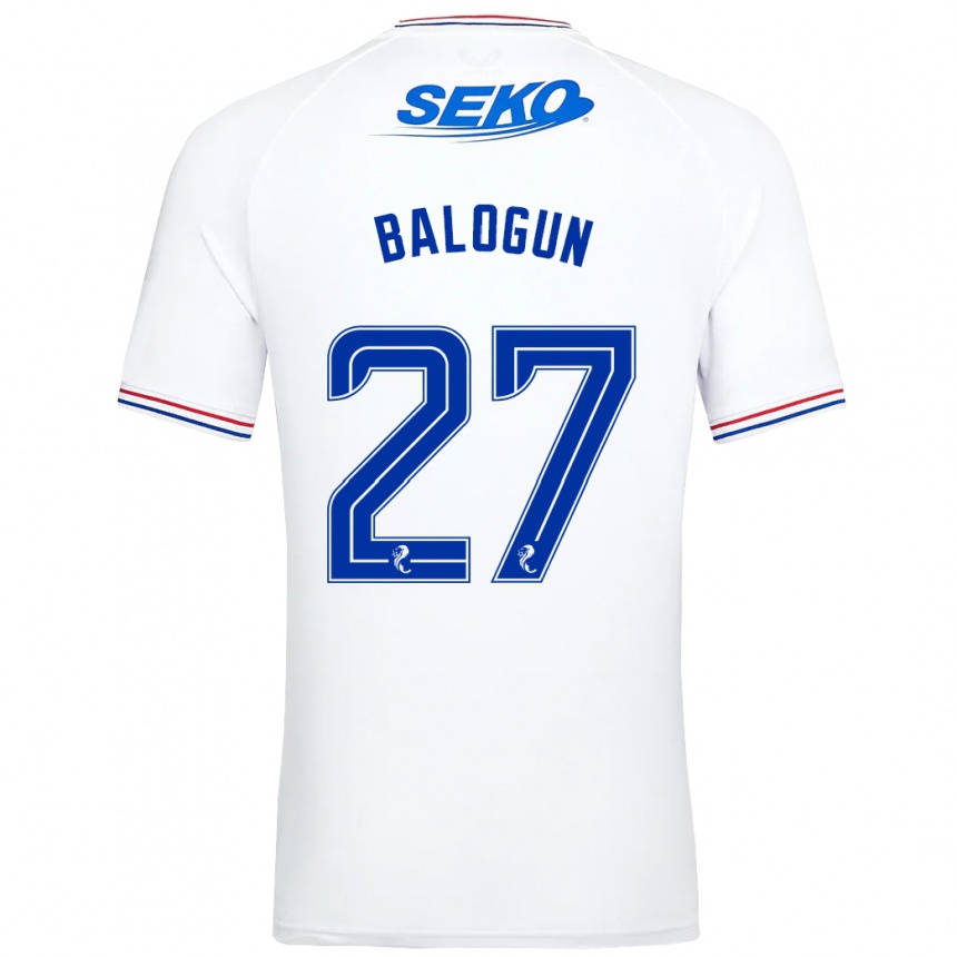 Damen Fußball Leon Balogun #27 Weiß Auswärtstrikot Trikot 2023/24 T-Shirt Luxemburg