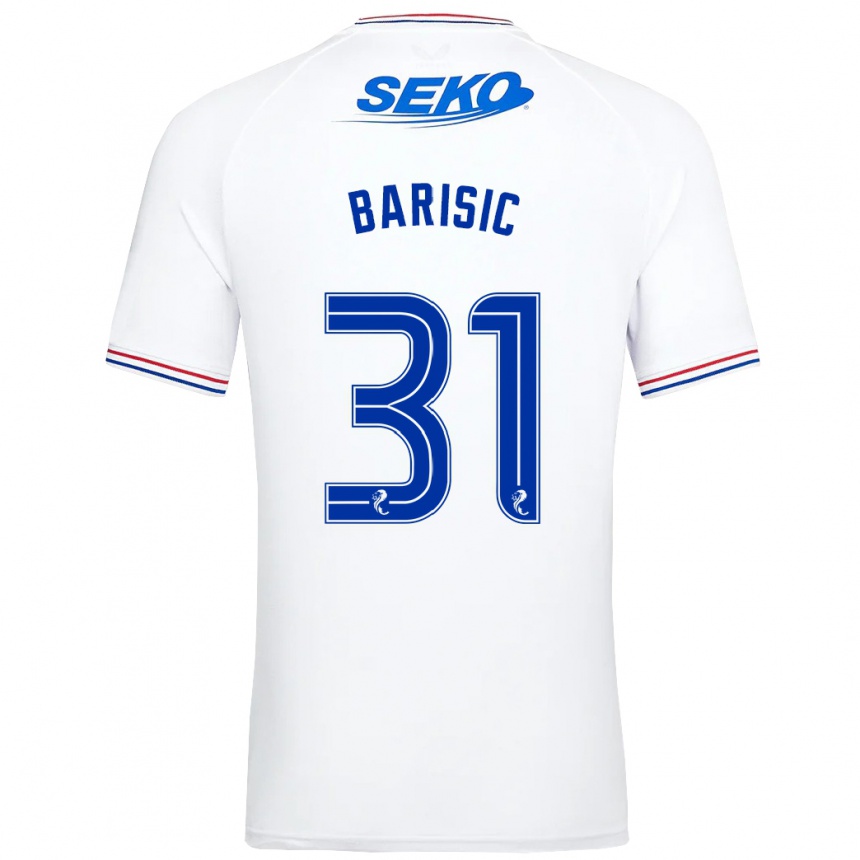 Damen Fußball Borna Barisic #31 Weiß Auswärtstrikot Trikot 2023/24 T-Shirt Luxemburg