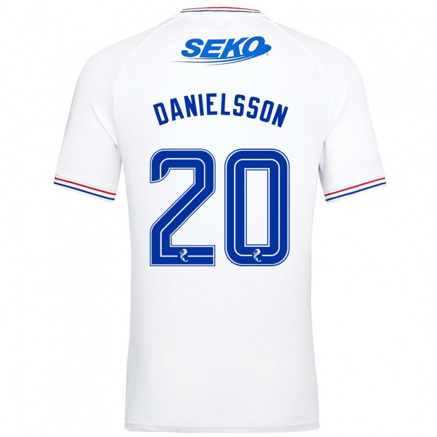 Damen Fußball Jenny Julia Danielsson #20 Weiß Auswärtstrikot Trikot 2023/24 T-Shirt Luxemburg
