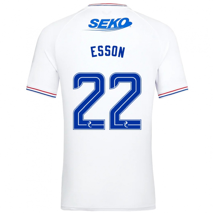 Damen Fußball Victoria Esson #22 Weiß Auswärtstrikot Trikot 2023/24 T-Shirt Luxemburg