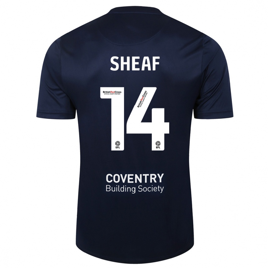 Damen Fußball Ben Sheaf #14 Rote Marine Auswärtstrikot Trikot 2023/24 T-Shirt Luxemburg
