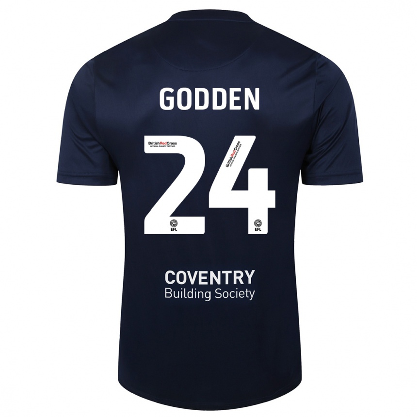 Damen Fußball Matt Godden #24 Rote Marine Auswärtstrikot Trikot 2023/24 T-Shirt Luxemburg
