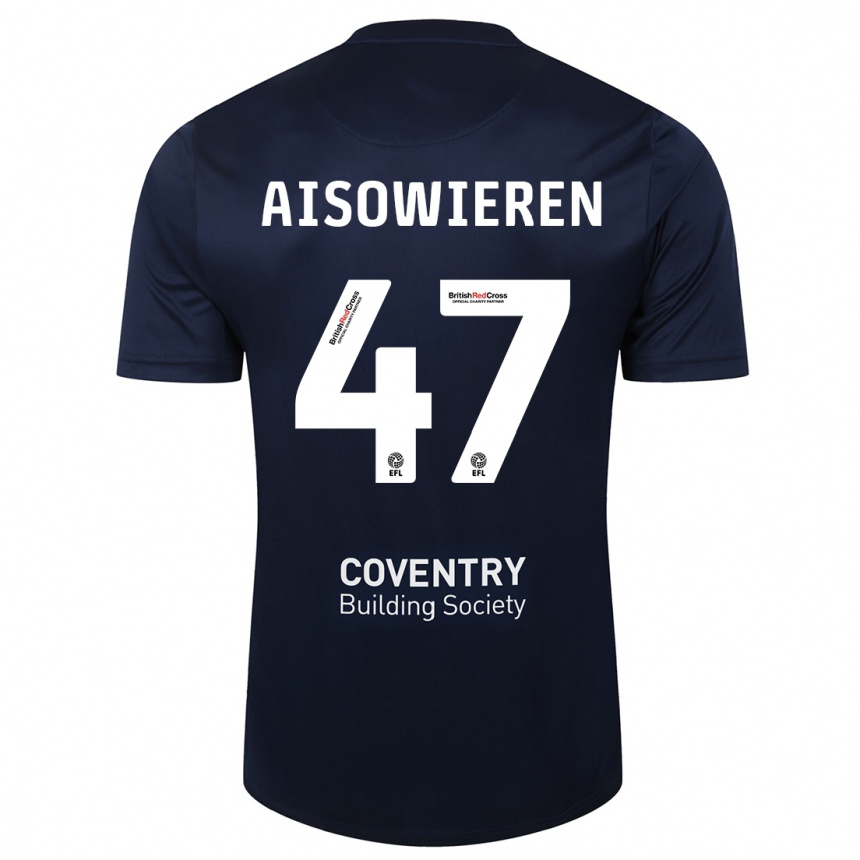 Damen Fußball Evan Eghosa Aisowieren #47 Rote Marine Auswärtstrikot Trikot 2023/24 T-Shirt Luxemburg