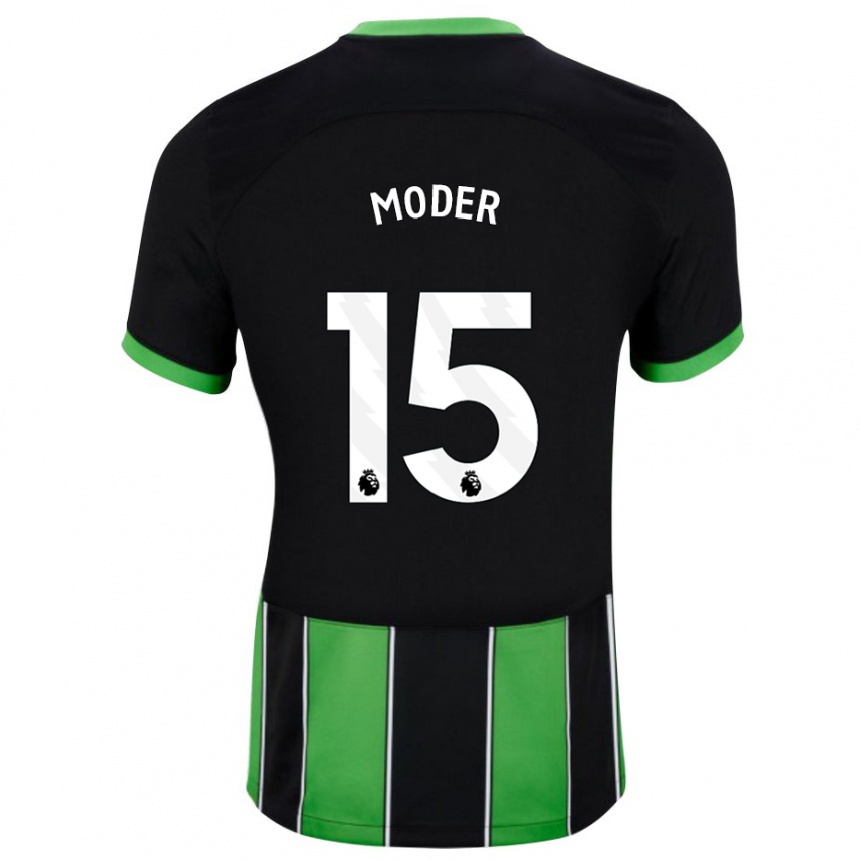 Damen Fußball Jakub Moder #15 Schwarz Grün Auswärtstrikot Trikot 2023/24 T-Shirt Luxemburg