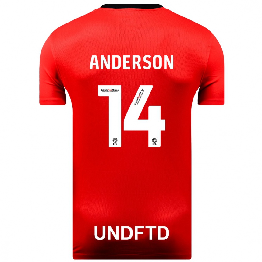 Damen Fußball Keshi Anderson #14 Rot Auswärtstrikot Trikot 2023/24 T-Shirt Luxemburg