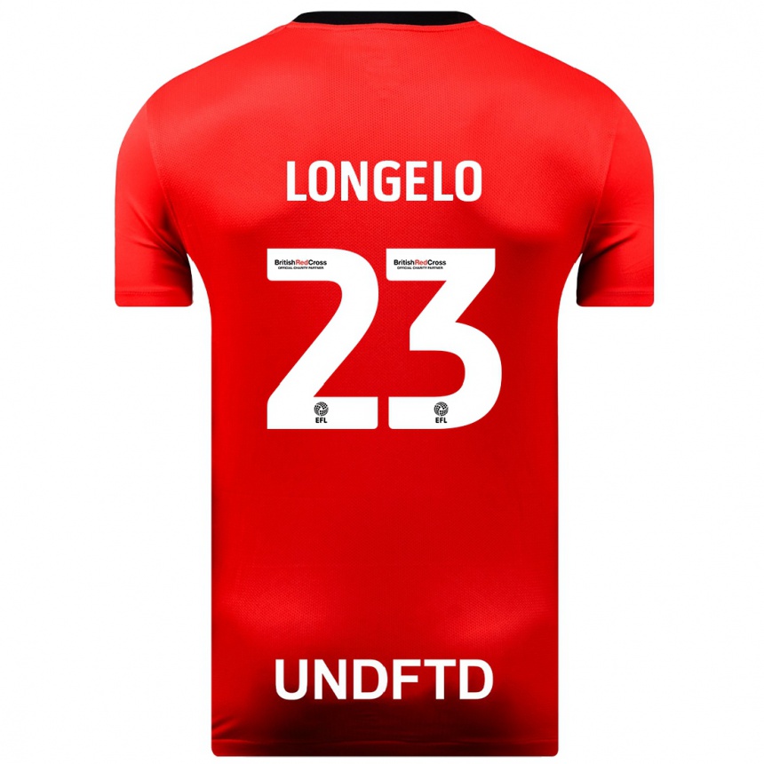Damen Fußball Emmanuel Longelo #23 Rot Auswärtstrikot Trikot 2023/24 T-Shirt Luxemburg