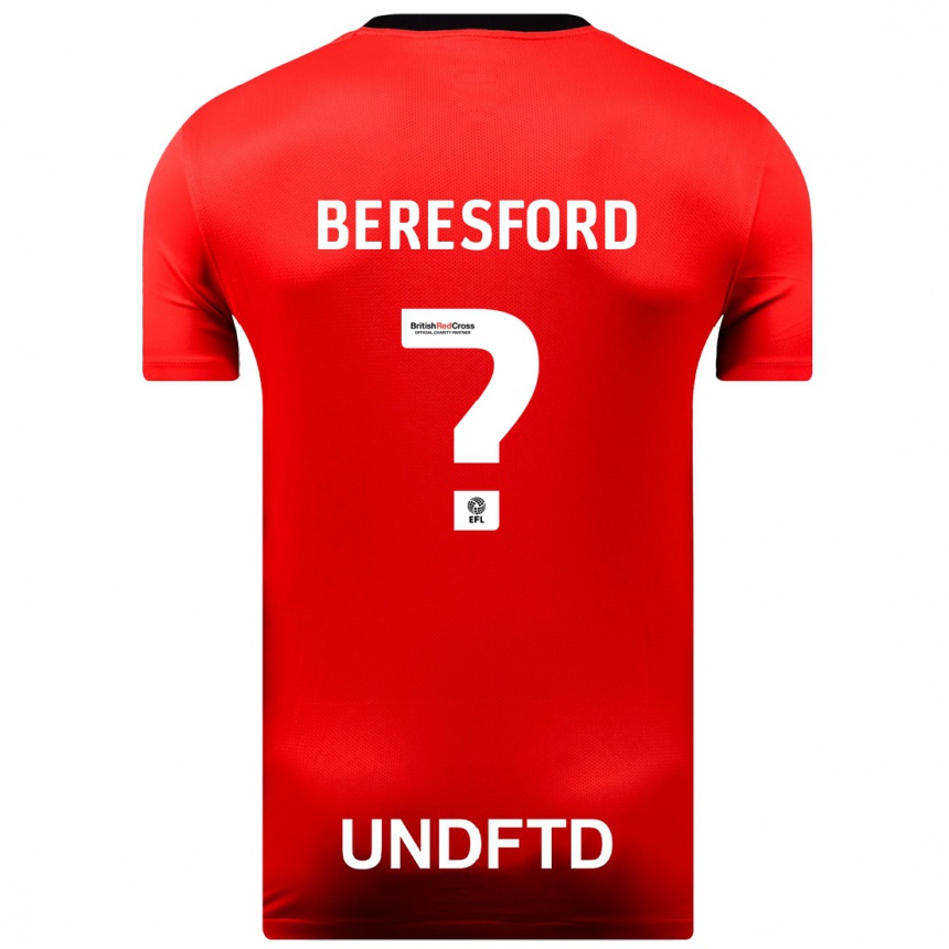 Damen Fußball Ben Beresford #0 Rot Auswärtstrikot Trikot 2023/24 T-Shirt Luxemburg
