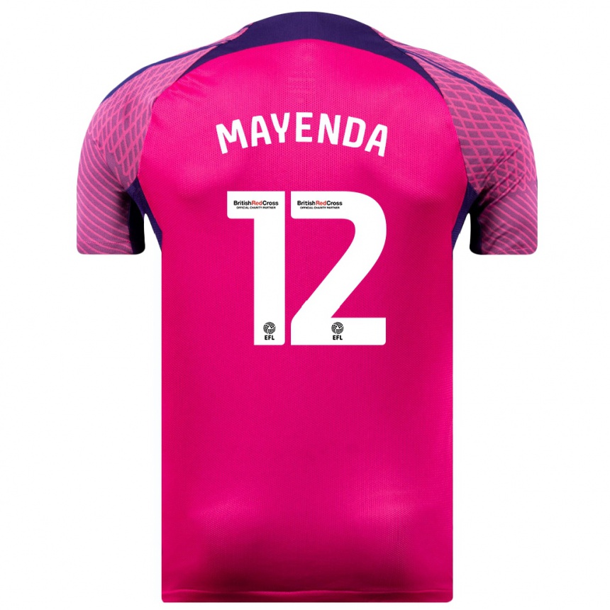 Damen Fußball Eliezer Mayenda #12 Lila Auswärtstrikot Trikot 2023/24 T-Shirt Luxemburg