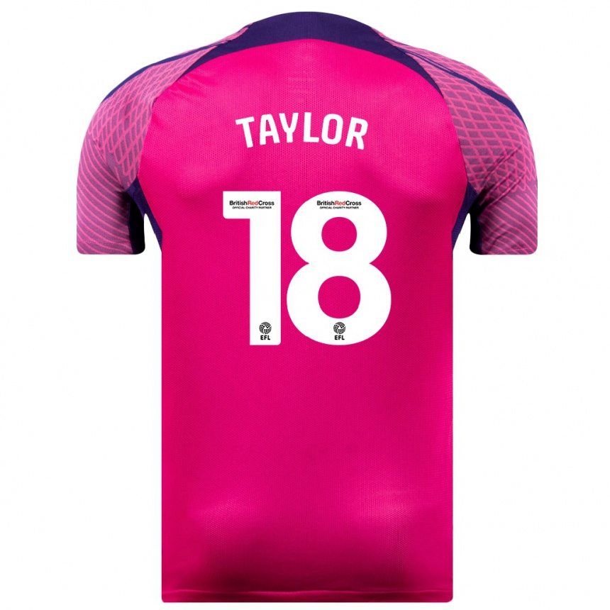 Damen Fußball Ellis Taylor #18 Lila Auswärtstrikot Trikot 2023/24 T-Shirt Luxemburg