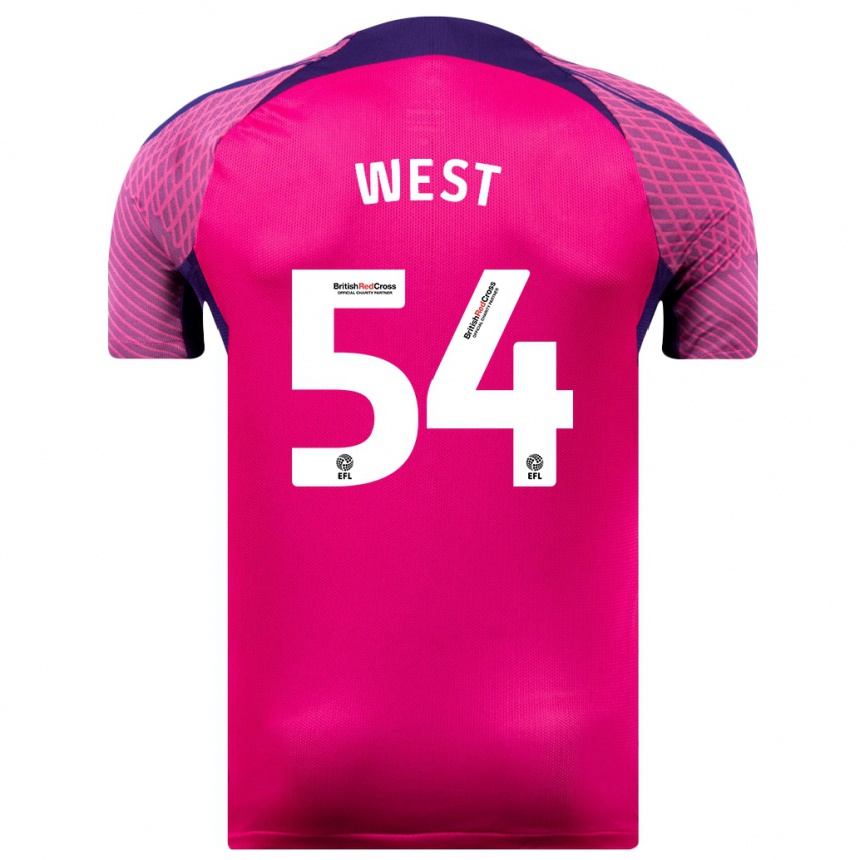 Damen Fußball Ella West #54 Lila Auswärtstrikot Trikot 2023/24 T-Shirt Luxemburg