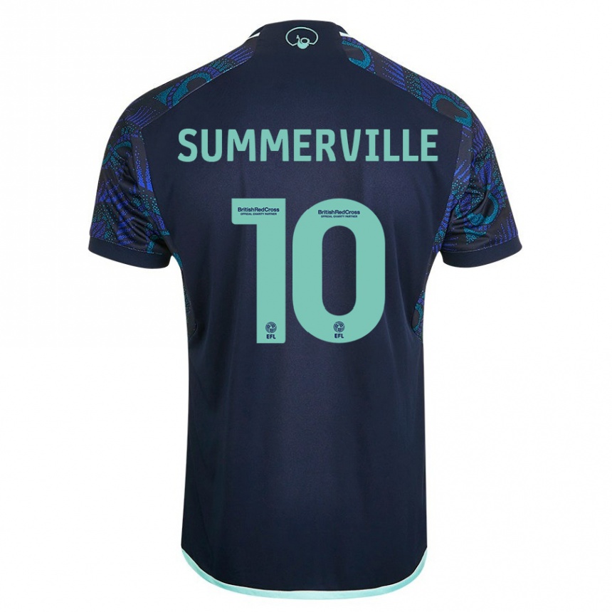 Damen Fußball Crysencio Summerville #10 Blau Auswärtstrikot Trikot 2023/24 T-Shirt Luxemburg