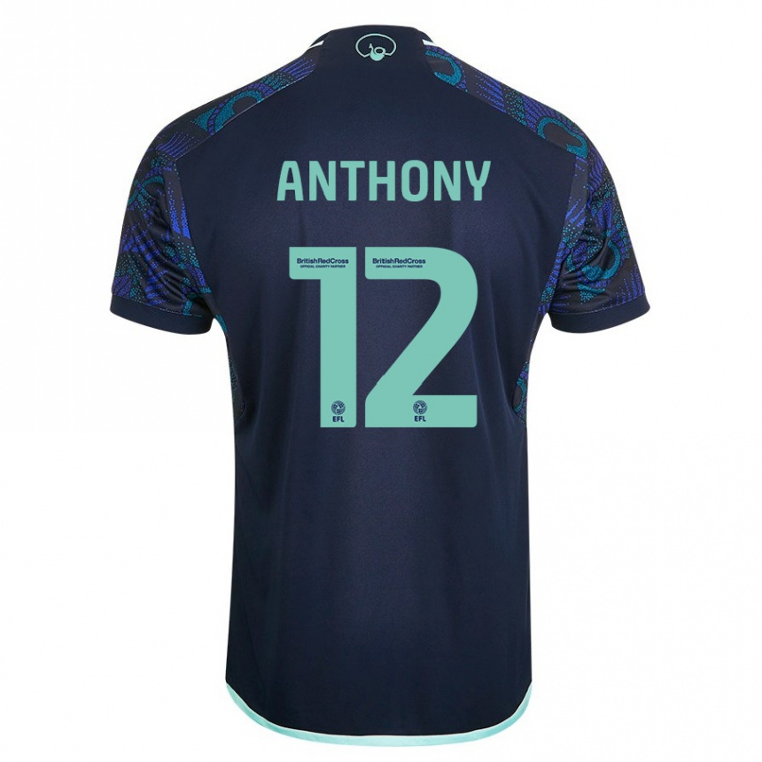 Damen Fußball Jaidon Anthony #12 Blau Auswärtstrikot Trikot 2023/24 T-Shirt Luxemburg