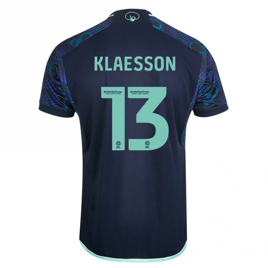 Damen Fußball Kristoffer Klaesson #13 Blau Auswärtstrikot Trikot 2023/24 T-Shirt Luxemburg