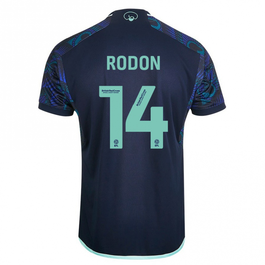 Damen Fußball Joe Rodon #14 Blau Auswärtstrikot Trikot 2023/24 T-Shirt Luxemburg